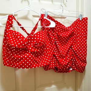 Torrid size 2 red polka-dot bikini top and bottom